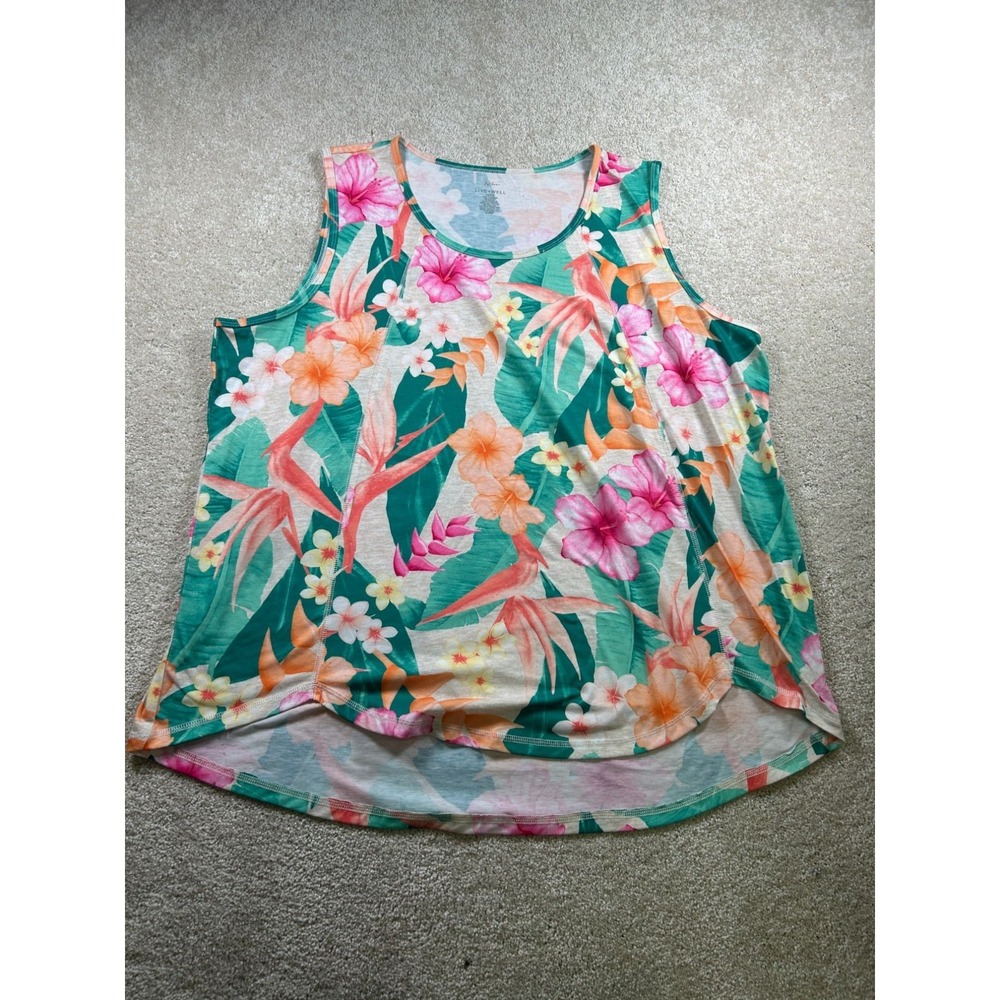 Tropical Floral Sleeveless Tank Top By Active Live Well Size 3XL Lightweight Com